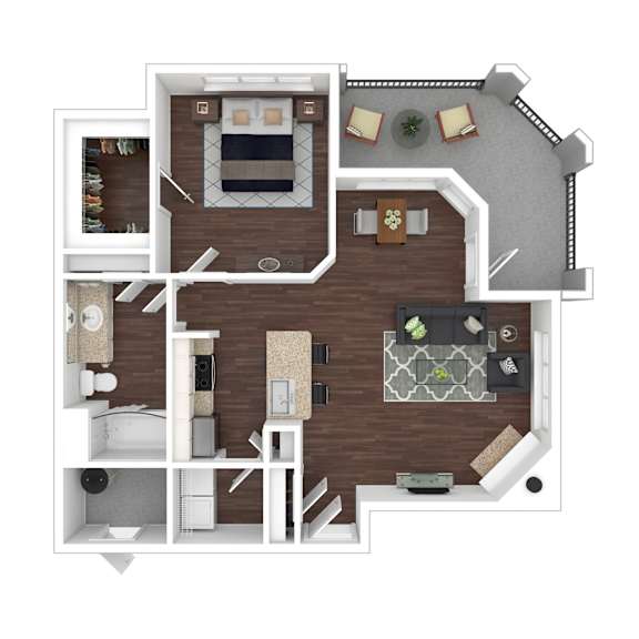 Arrowhead Summit 1 Bed 1 Bathroom Floorplan 779 sq. ft.