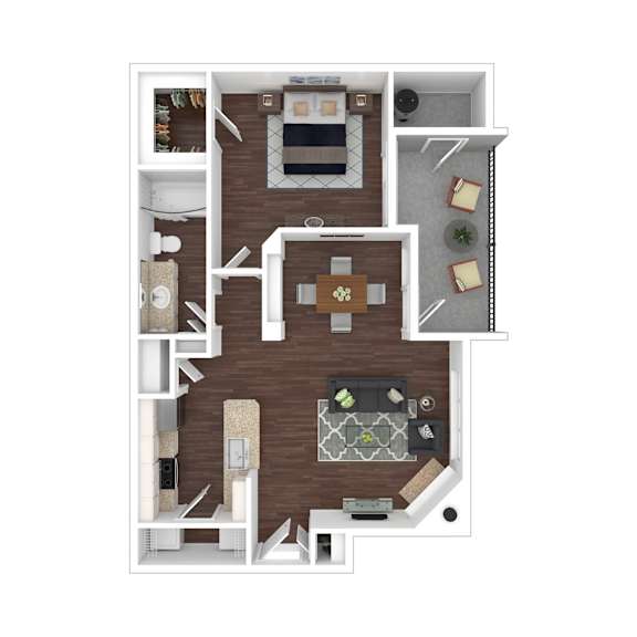 Arrowhead Summit 1 Bed 1 Bathroom Floorplan 796 sq. ft.