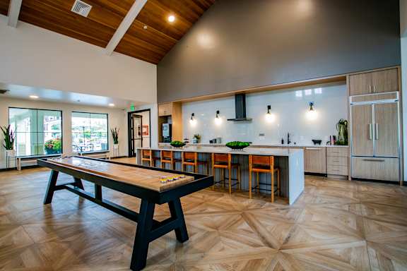 Large Clubhouse with Shuffleboard at New Apartments Ridgefield WA