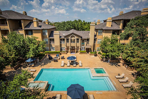 Two sparkling swimming pools at Addison TX apartments for rent