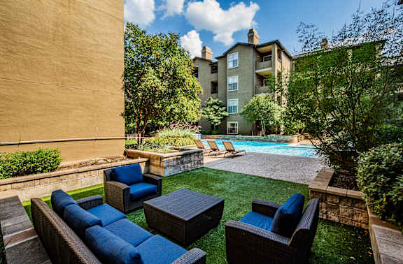 Decks nearby pool at apartments on Preston Road 75254