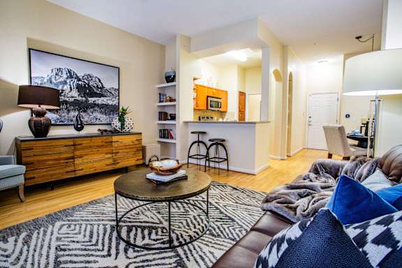 Spacious Living Room with Breakfast Bar at Phoenix Apartment Near Buffalo Ridge Park