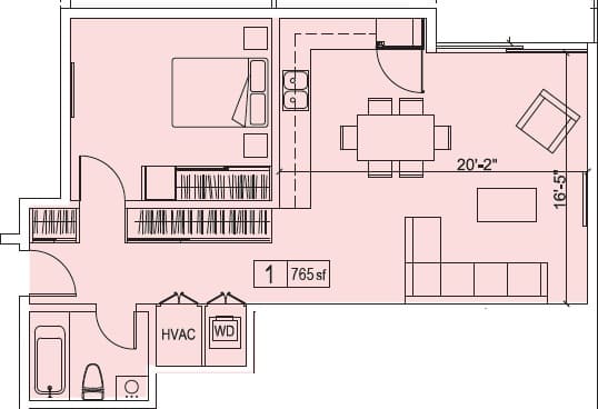 A floor plan of a kitchen with a floor area of 176 square feet.