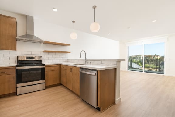 1 Bed Type B Kitchen with Quartz Counters at Connect, San Luis Obispo, California