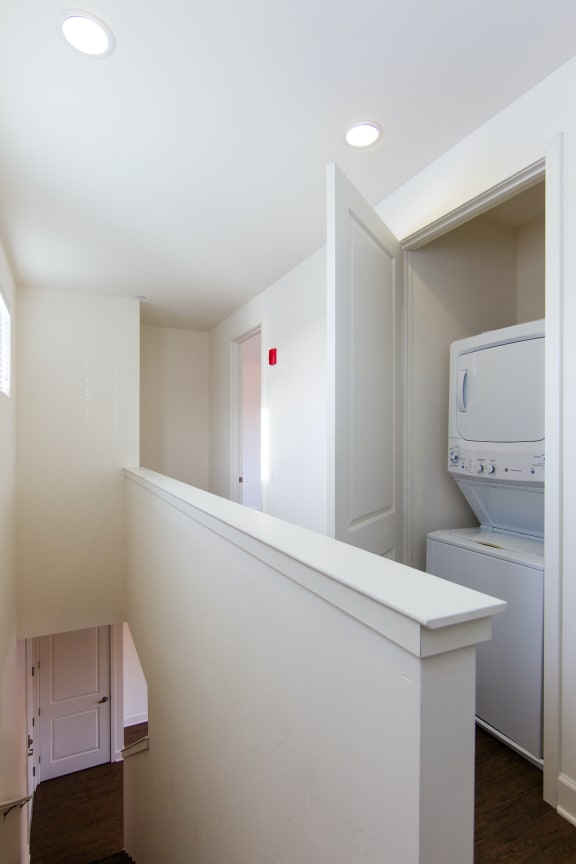 Roundhouse Place Two Bedroom Upper Floor Laundry Closet at Roundhouse Place, San Luis Obispo, CA