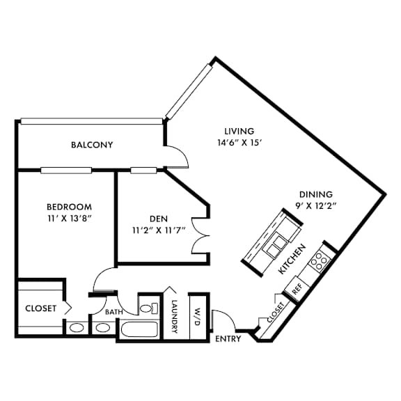 A black and white diagram of a house layout with labeled rooms.