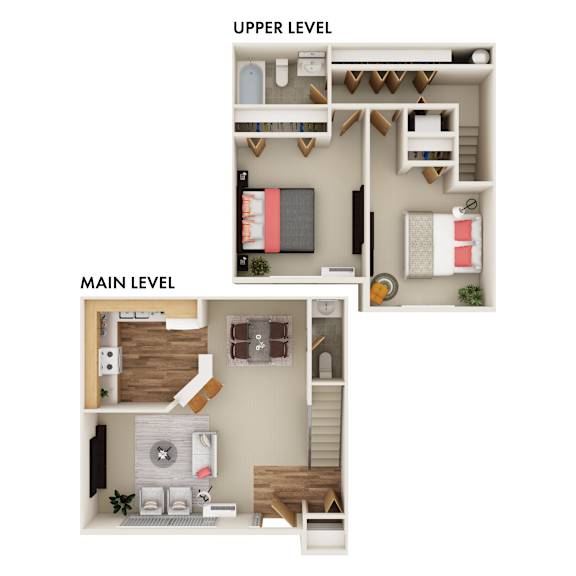 A diagram shows the layout of a two-level apartment.