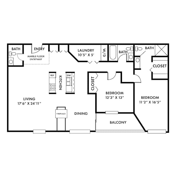 A black and white image of a floor plan for a home.