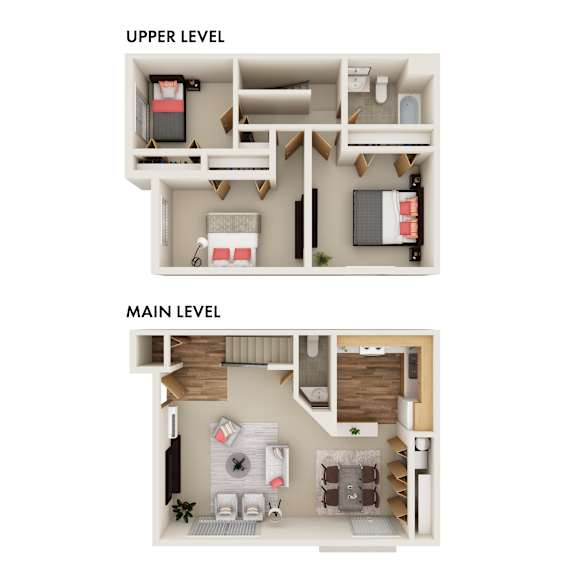 A diagram shows the layout of a two-level apartment.