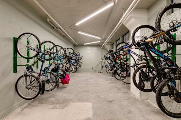 A bike rack with many bikes on it at The Carousel, Richmond, Virginia