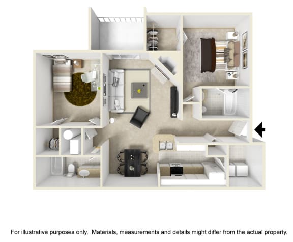 The Glencrest Floor Plan at Chinoe Creek Apartments, PRG Real Estate Management, Lexington, 40502