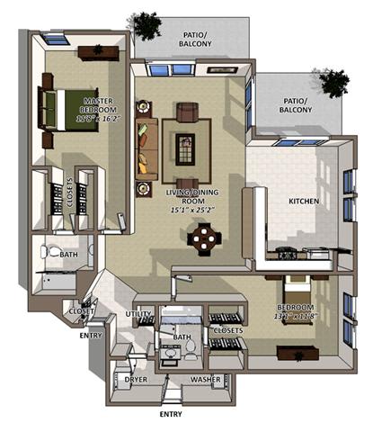 Bahamas Floor Plan Bahamas floor plan at The Villages of Banyan Grove Apartments in Boynton Beach