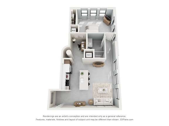 Floor Plan  1 bed 1 bath C at The Carousel Apartments, Richmond, Virginia