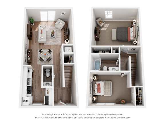 Alsace  2 bedroom 1 bathroom Floor Plan at The Courtyards of Chanticleer Apartments, Virginia Beach