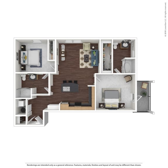 B2 with Furniture Floor Plan at 45 Madison Apartments B2 with Furniture Floor Plan at 45 Madison Apartments, Kansas City, MO