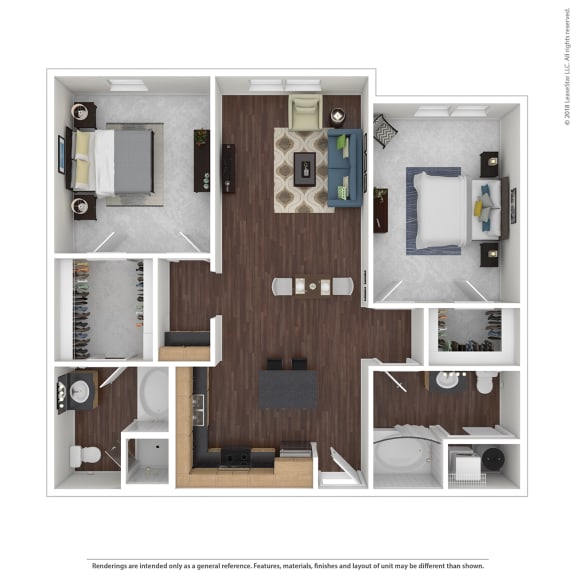 B3 with Furniture Floor Plan at 45 Madison Apartments B3 with Furniture Floor Plan at 45 Madison Apartments, 64111