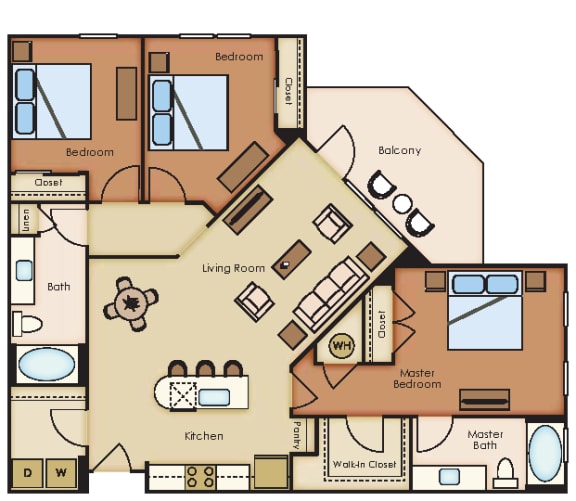 3 bed 2 bath Hemlock Floor Plan at The Loree, Jacksonville, Florida