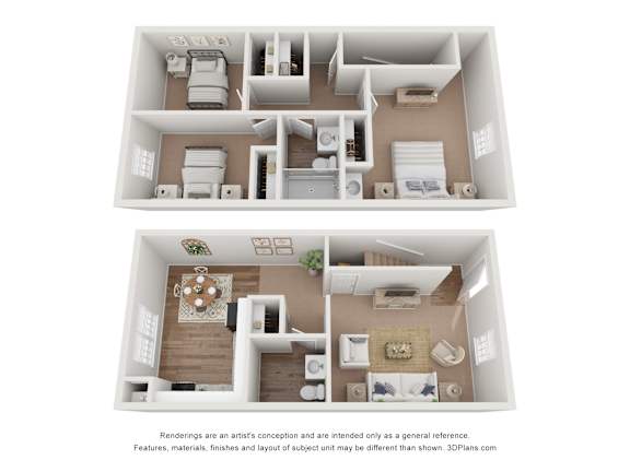 The Charleston Floor Plan at Hyde Park Townhomes, PRG Real Estate Management, Chester, VA, 23831