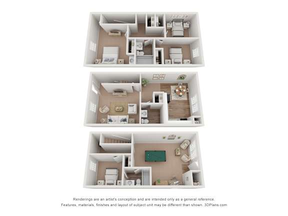 The Colonial Floor Plan at Hyde Park Townhomes, PRG Real Estate Management, Chester, VA, 23831