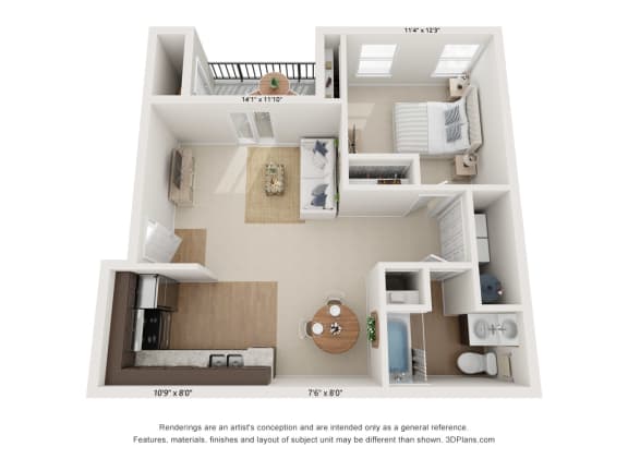 Dogwood Floor Plan at River Oak Apartments, Kentucky, 40206