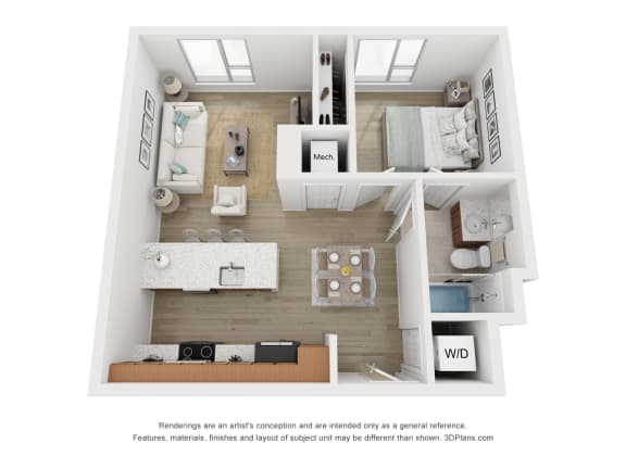 A3 Floor Plan at South Falls Tower, Richmond, Virginia