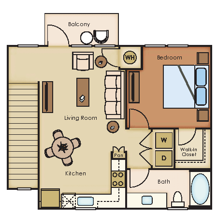 1 bed 1 bath Teak Floor Plan at The Loree, Jacksonville