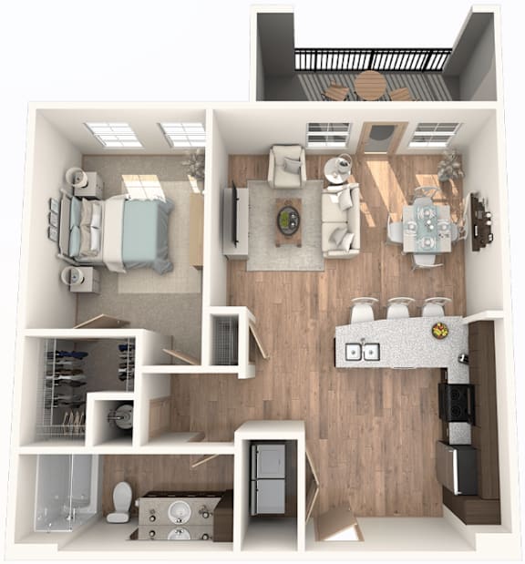 Floor Plan  1 Bedroom | 1 Bathroom with attached patio at District at Medical Center, San Antonio, 78229
