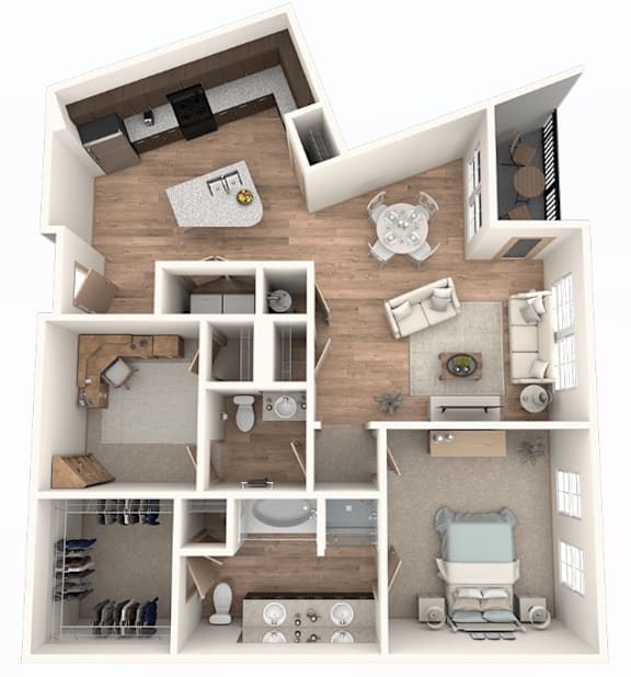 1 Bedroom | 1.5 Bathroom with a Den and attached patio at District at Medical Center, San Antonio, 78229