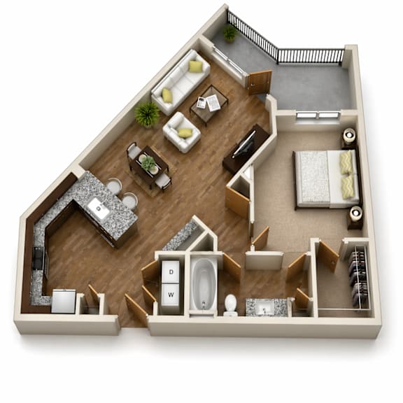 1Bed/1Bath  - Corner Unit & Wrap Around Balcony