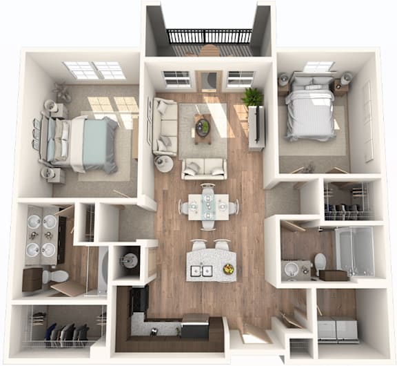 Floor Plan  2 Bedroom | 2 Bathroom with attached patio at District at Medical Center, San Antonio, 78229