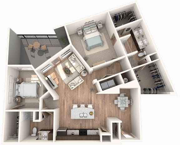 Floor Plan  2 Bedroom | 2 Bathroom with attached patio at District at Medical Center, San Antonio, 78229
