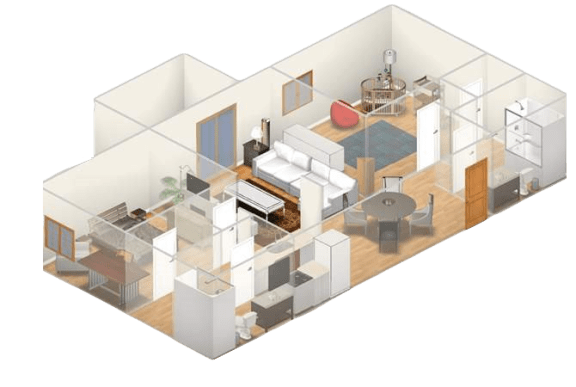Floor Plan  a floor plan of a home with a green and white color scheme