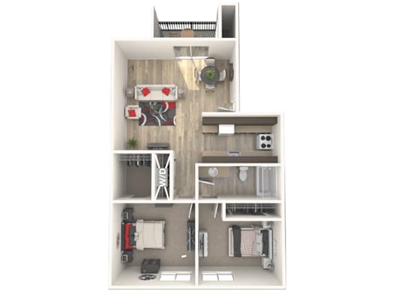 Floor Plan  A drawing of a house with a kitchen, living room, and bathroom.