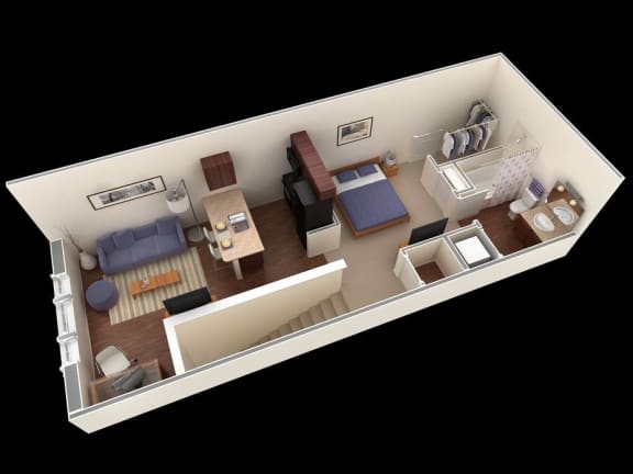 Studio 1 bath floor plan A &#xA0;at Overlook at Stone Oak Park Apartments, Texas, 78258
