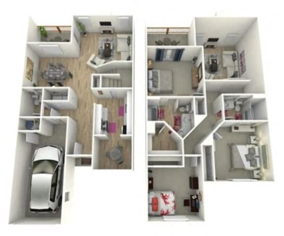 a house is shown with two floors and a car in the garage