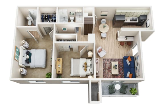 The Horizon Floor Plan at Canyon Terrace Apartments, California