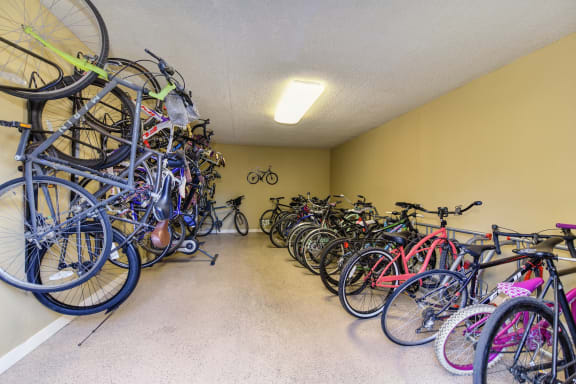 A room specifically designated for all of the resident's bicycles.at Fountains of Fair Oaks, Fair Oaks