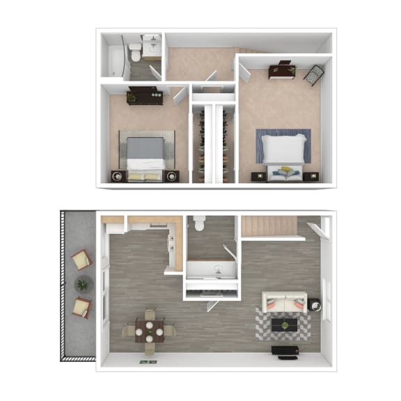 a floor plan of a two bedroom and 1.5 bathroom apartment  at Olympus Park Apartments, California, 95661