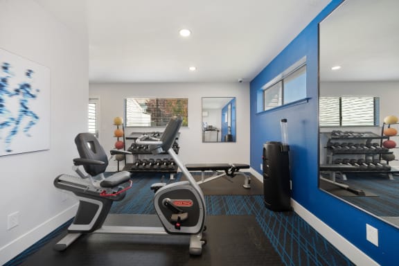 Equipment in gym at Silverstone Apartments, Davis