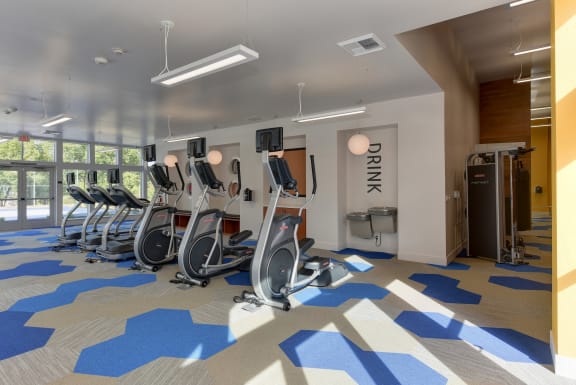 Community Fitness Center Ellipticals, Water Fountains, and Ceiling Lights at Folsom Ranch, California, 95630