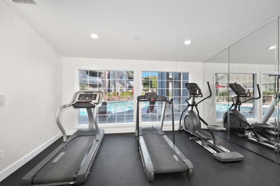 the gym is equipped with cardio equipment at The Legacy Apartments, Antelope