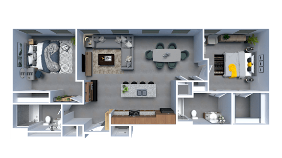 a floor plan of a house with a bedroom and a living room