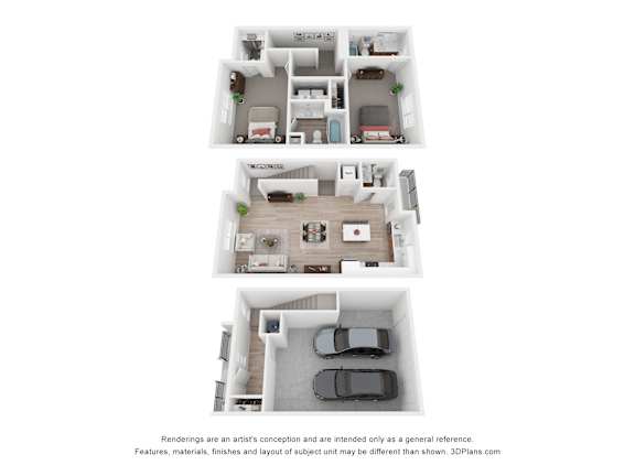 2 Bedroom 2.5 Bathroom_A at Greens by Lotus Townhomes, Ogden
