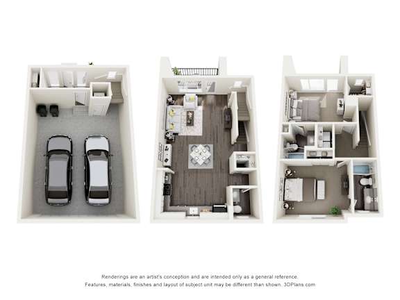 2 Bedroom 2.5 Bathroom Floor Plan at Lotus Nova, Clearfield, 84015