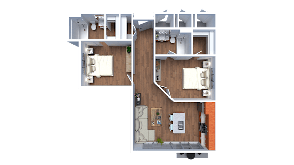 a floor plan of a house with a bedroom and a living room