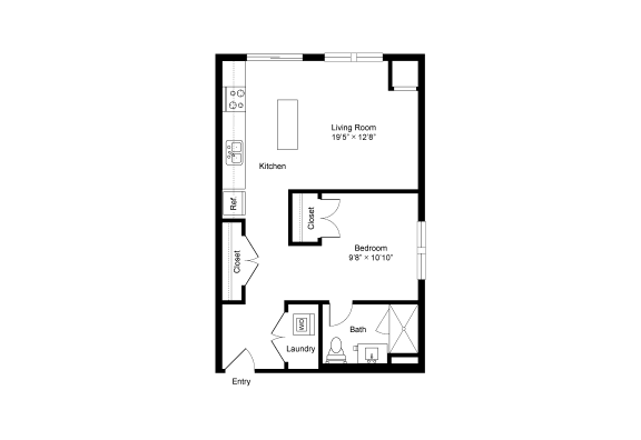 S3 Studio 653 Sq. Ft Floor Plan at Winfield Station Apartments, J Street Property Services, Illinois, 60190