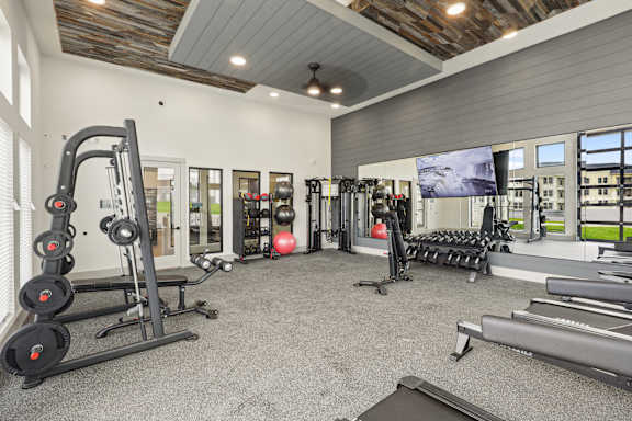 Modern fitness center with cardio and strength equipment at The Westerly