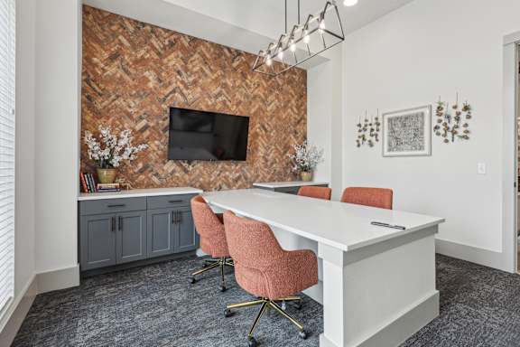Private conference room inside The Westerly Apartments clubhouse in Midlothian Texas