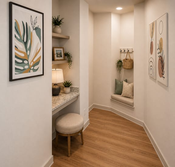Welcoming entry hallway leading into the B2 apartment at The Westerly Apartments