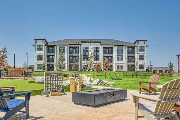 Outdoor gaming area at The Westerly Apartments in Midlothian Texas